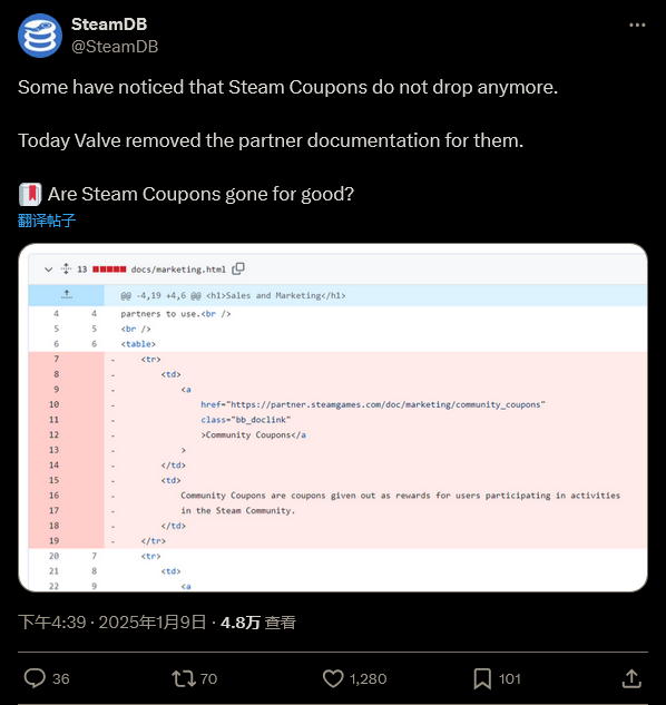 V社似乎已悄悄移除Steam优惠券 已不再掉落